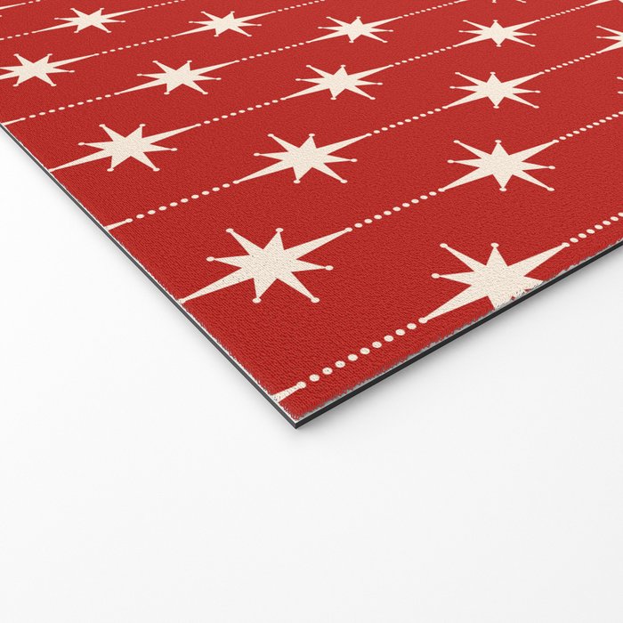 Midcentury Stars and Dots Red and Cream Pattern Welcome Mat Gallery Image 2