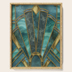 Elegant Stained Glass Art Deco Window With Marble And Gemstone Serving Tray Gallery Image 1