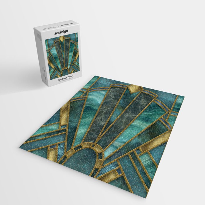 Elegant Stained Glass Art Deco Window With Marble And Gemstone Jigsaw Puzzle Gallery Image 2