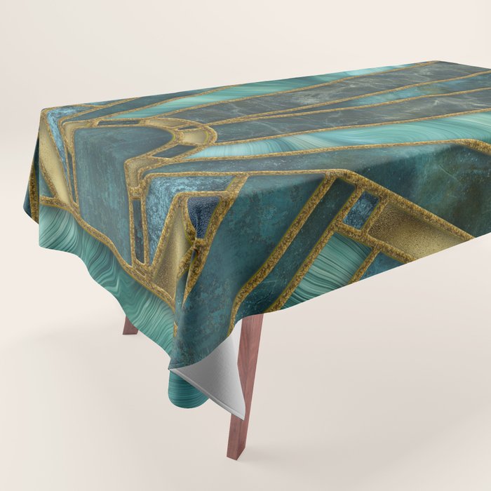 Elegant Stained Glass Art Deco Window With Marble And Gemstone Tablecloth Gallery Image 1