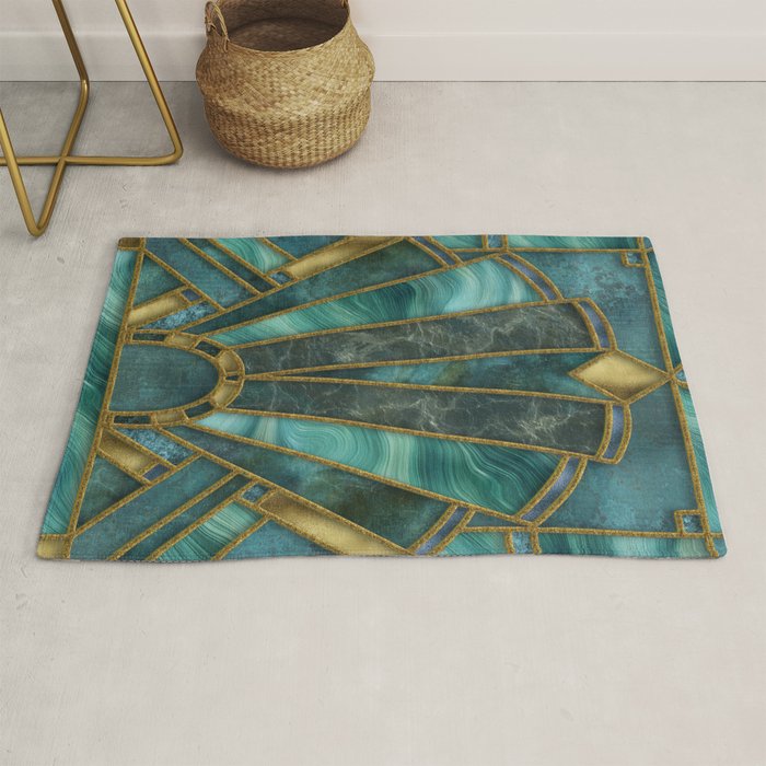 Elegant Stained Glass Art Deco Window With Marble And Gemstone Rug Gallery Image 1