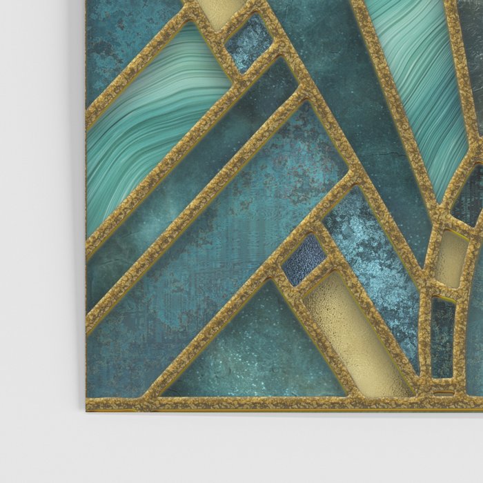 Elegant Stained Glass Art Deco Window With Marble And Gemstone Poster Gallery Image 3