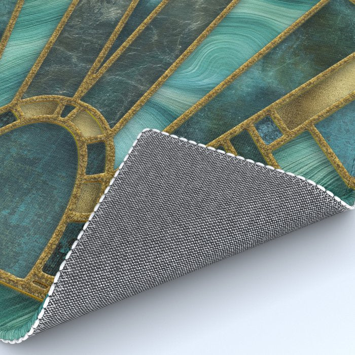 Elegant Stained Glass Art Deco Window With Marble And Gemstone Rug Gallery Image 4