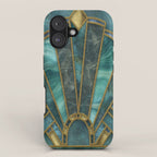 Elegant Stained Glass Art Deco Window With Marble And Gemstone iPhone Case Gallery Image 1