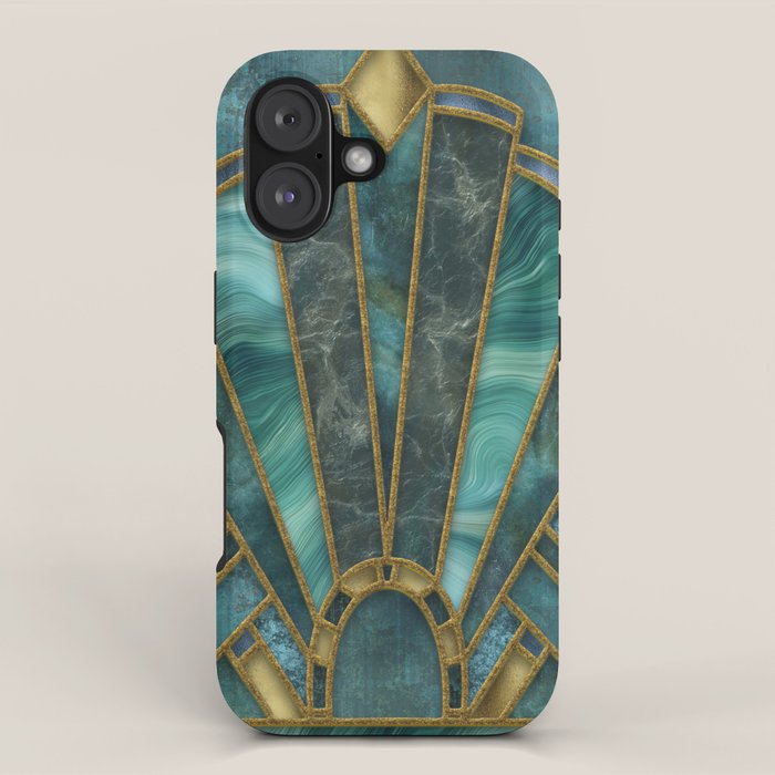 Elegant Stained Glass Art Deco Window With Marble And Gemstone iPhone Case Gallery Image 1