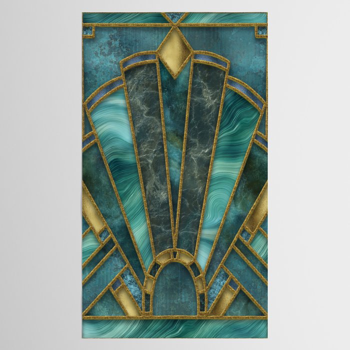 Elegant Stained Glass Art Deco Window With Marble And Gemstone Tablecloth Gallery Image 2