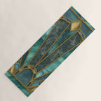 Elegant Stained Glass Art Deco Window With Marble And Gemstone Yoga Mat Gallery Image 1