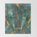 Elegant Stained Glass Art Deco Window With Marble And Gemstone Throw Blanket Gallery Image 2