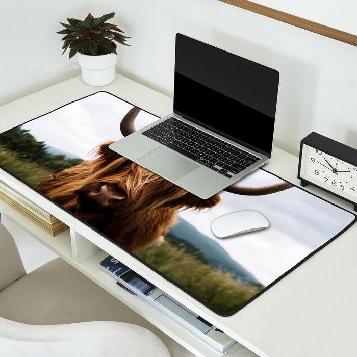 Scottish Highland Cattle Portrait Desk Mat Gallery Image 2