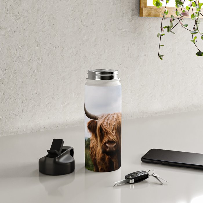 Scottish Highland Cattle Portrait Water Bottle Gallery Image 5