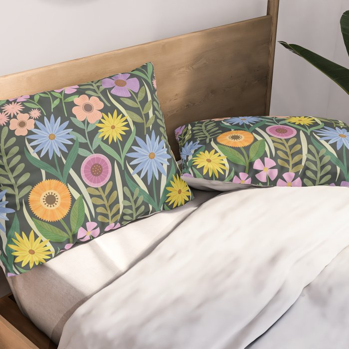 Wildflower Garden - Dark Pillow Sham Gallery Image 2