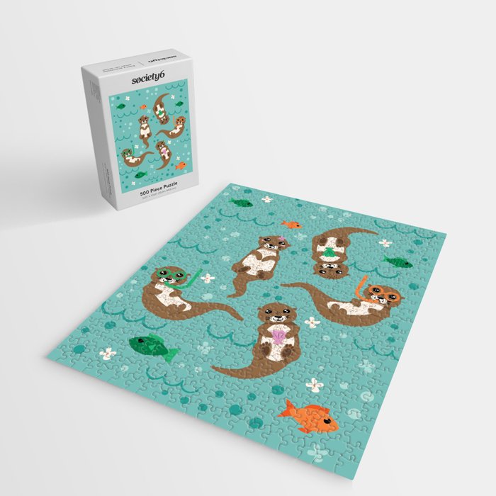 Kawaii Otters Playing Underwater Jigsaw Puzzle Gallery Image 2