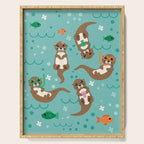 Kawaii Otters Playing Underwater Serving Tray Gallery Image 1