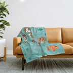 Kawaii Otters Playing Underwater Throw Blanket Gallery Image 1