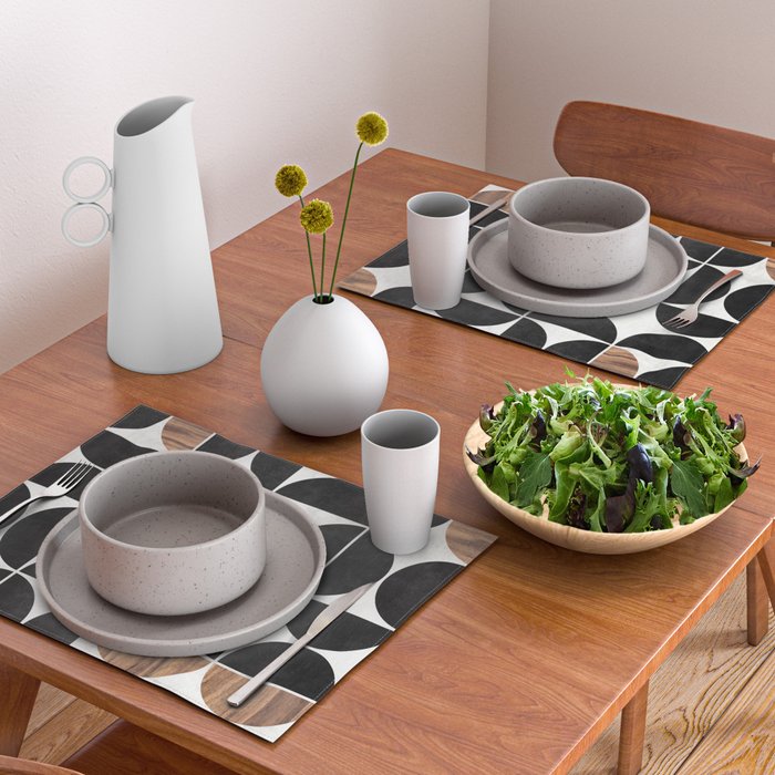 Mid-Century Modern Pattern No.1 - Concrete and Wood Placemat Gallery Image 2