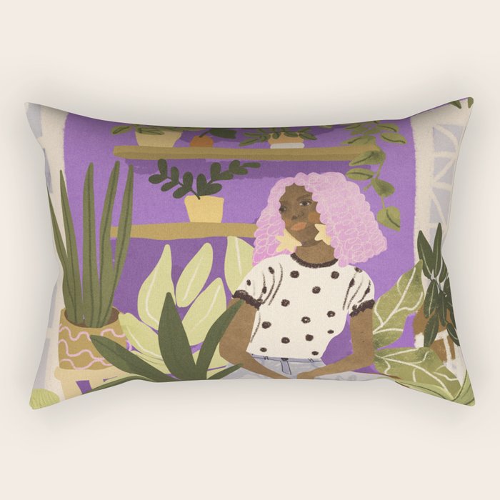 Pink Hair Beauty Rectangular Pillow Gallery Image 1
