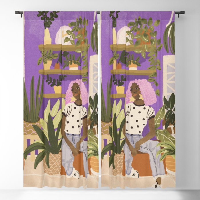 Pink Hair Beauty Window Curtain Gallery Image 1