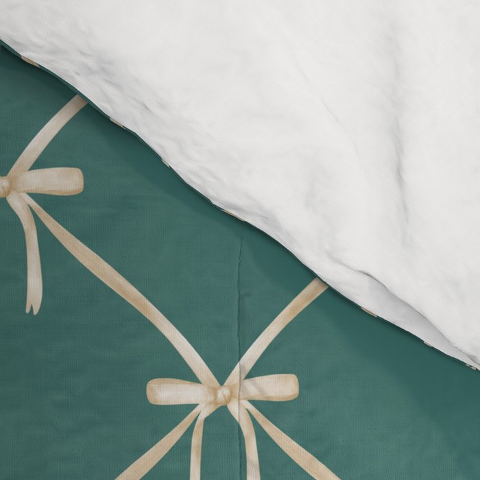 Bows & Ribbons Pattern XXXI Teal Green Comforter Gallery Image 4