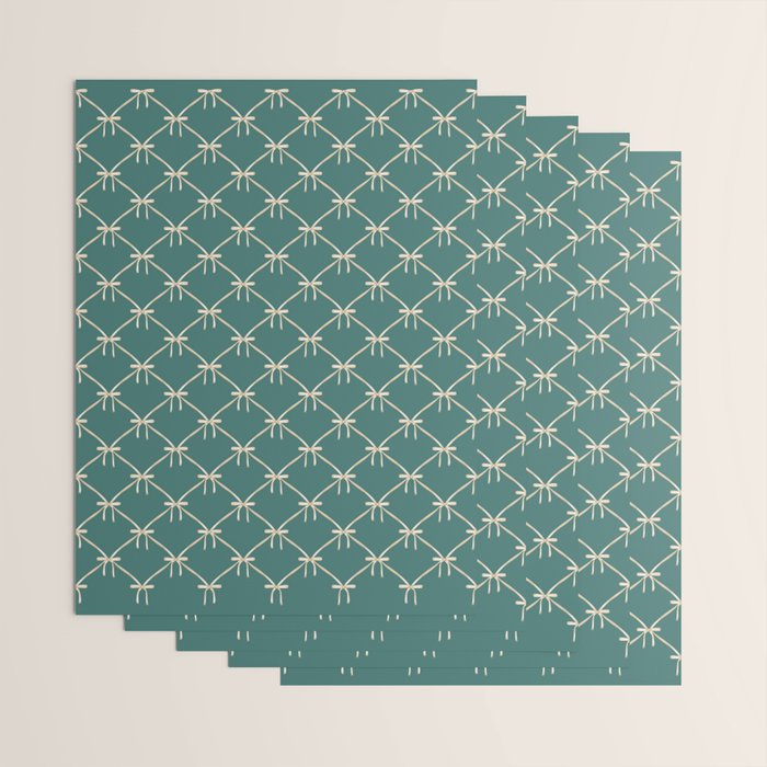 Bows & Ribbons Pattern XXXI Teal Green Wrapping Paper Gallery Image 3