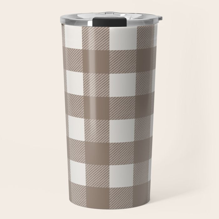 Gingham Cloth / Mocha Checks Travel Mug Gallery Image 1