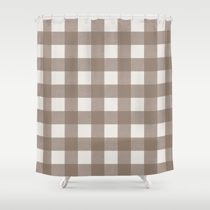Gingham Cloth / Mocha Checks Shower Curtain Gallery Image 1