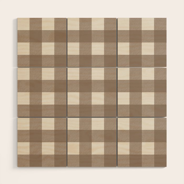 Gingham Cloth / Mocha Checks Wood Wall Art Gallery Image 1