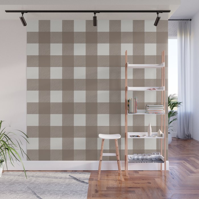 Gingham Cloth / Mocha Checks Wall Mural Gallery Image 1