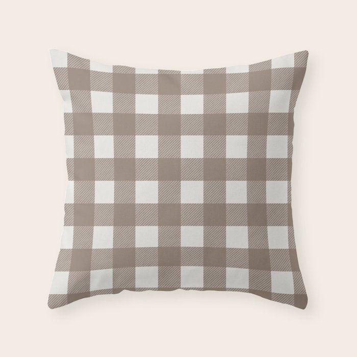 Gingham Cloth / Mocha Checks Throw Pillow Gallery Image 6