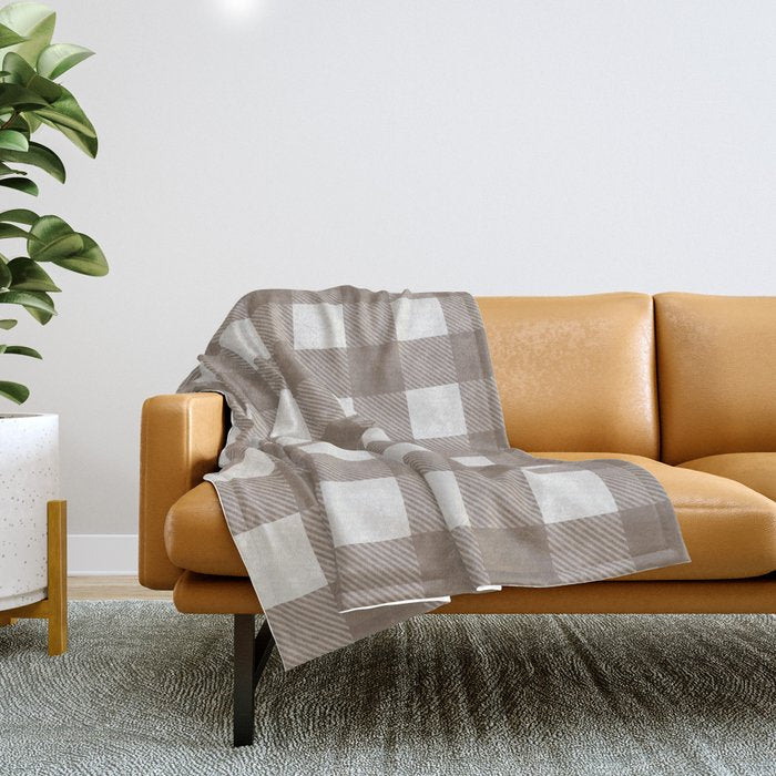 Gingham Cloth / Mocha Checks Throw Blanket Gallery Image 1