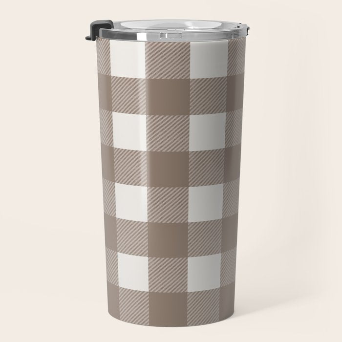Gingham Cloth / Mocha Checks Travel Mug Gallery Image 3