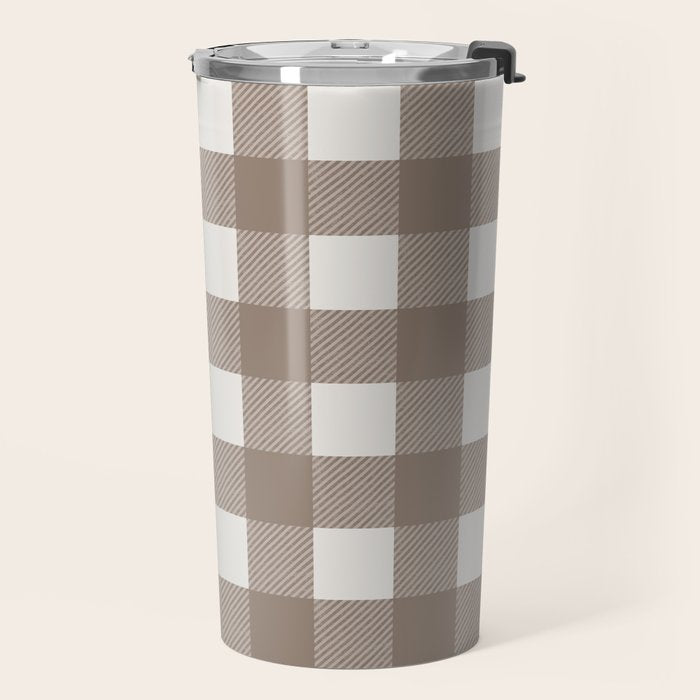 Gingham Cloth / Mocha Checks Travel Mug Gallery Image 2