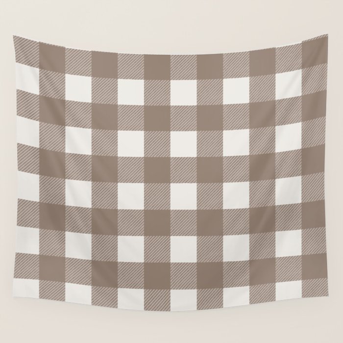 Gingham Cloth / Mocha Checks Wall Tapestry Gallery Image 4