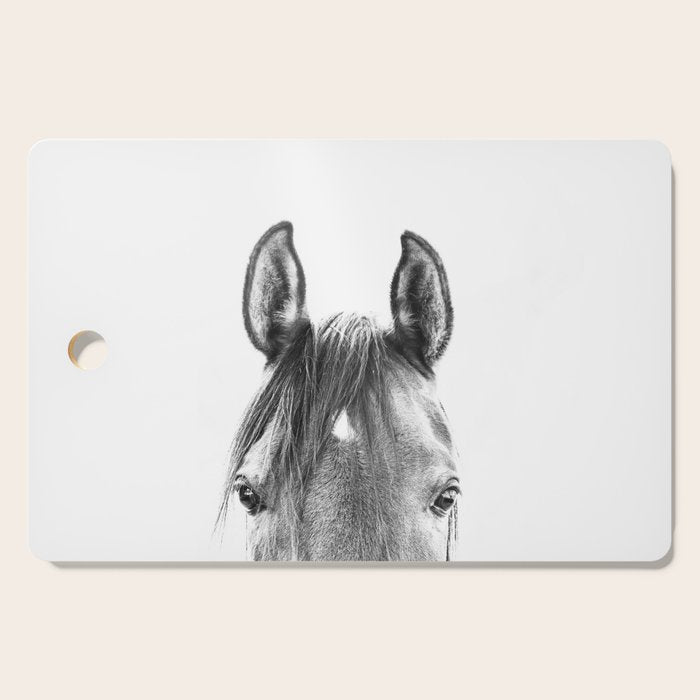 peekaboo horse, bw horse print, horse photo, equestrian print, equestrian photo, equestrian decor Cutting Board Gallery Image 1