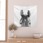 peekaboo horse, bw horse print, horse photo, equestrian print, equestrian photo, equestrian decor Wall Tapestry Gallery Image 2