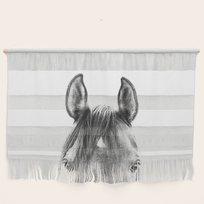 peekaboo horse, bw horse print, horse photo, equestrian print, equestrian photo, equestrian decor Wall Hanging Gallery Image 1