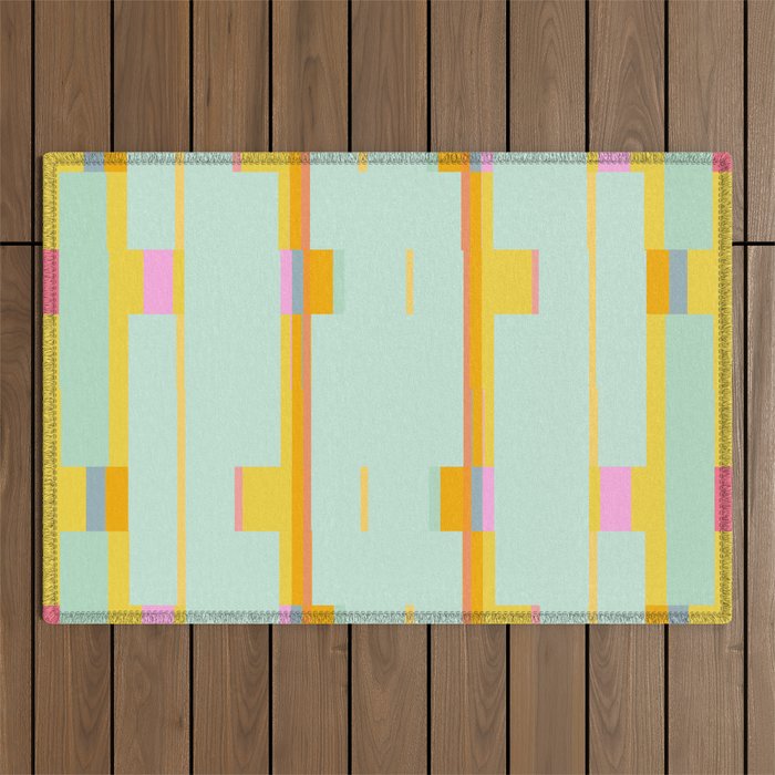 Mint Stripe Grid Outdoor Rug Gallery Image 1