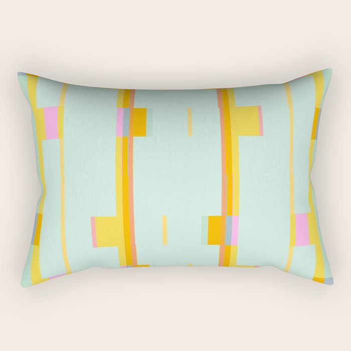 Mint Stripe Grid Rectangular Pillow Gallery Image 2