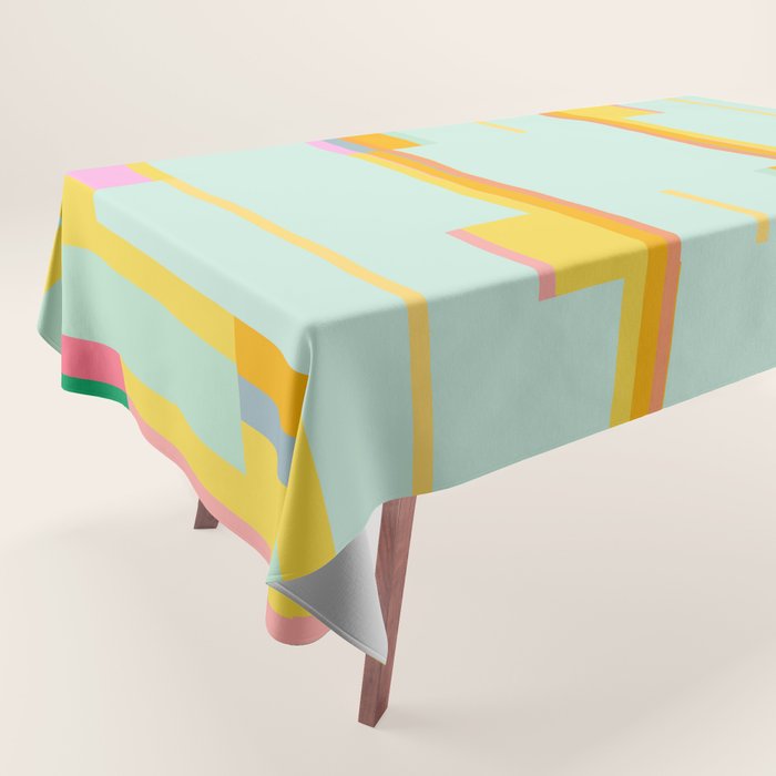 Mint Stripe Grid Tablecloth Gallery Image 1