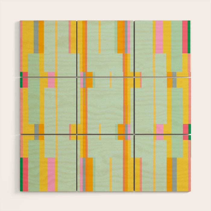 Mint Stripe Grid Wood Wall Art Gallery Image 1