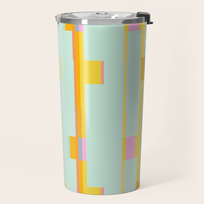 Mint Stripe Grid Travel Mug Gallery Image 2