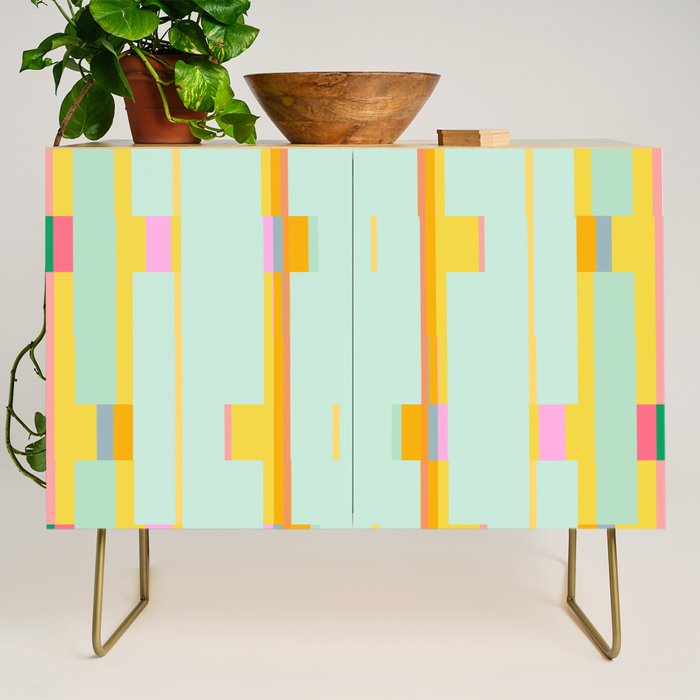 Mint Stripe Grid Credenza Gallery Image 1