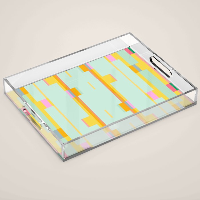 Mint Stripe Grid Acrylic Tray Gallery Image 1