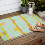 Mint Stripe Grid Outdoor Rug Gallery Image 2