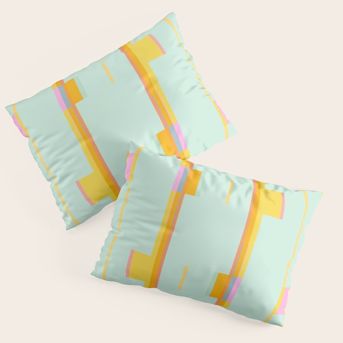 Mint Stripe Grid Pillow Sham Gallery Image 1