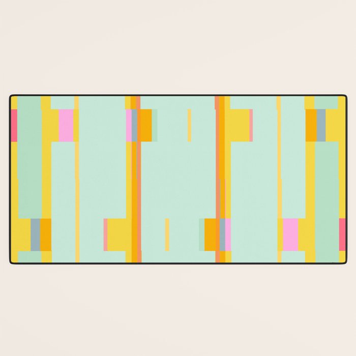 Mint Stripe Grid Desk Mat Gallery Image 3