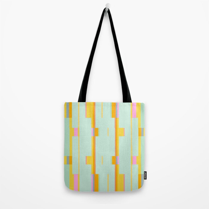 Mint Stripe Grid Tote Bag Gallery Image 2