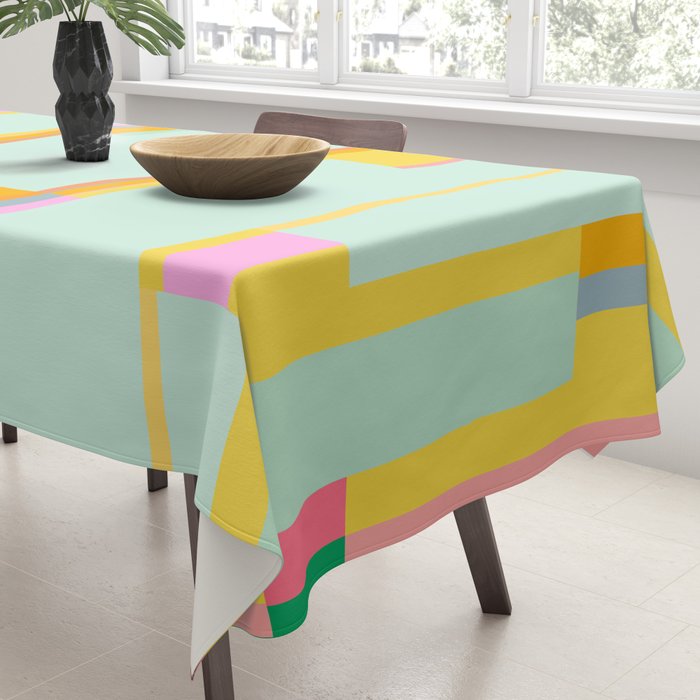 Mint Stripe Grid Tablecloth Gallery Image 3