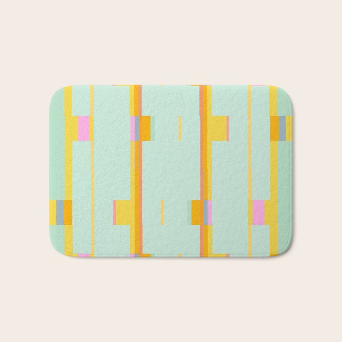 Mint Stripe Grid Bath Mat Gallery Image 1