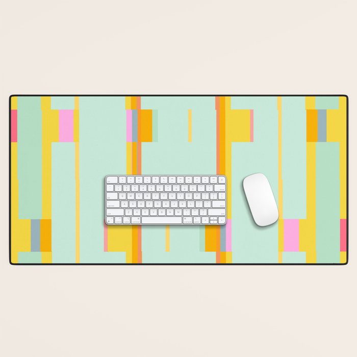 Mint Stripe Grid Desk Mat Gallery Image 1