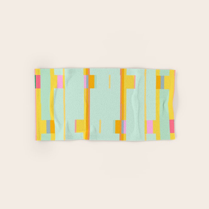 Mint Stripe Grid Bath Towel Gallery Image 1
